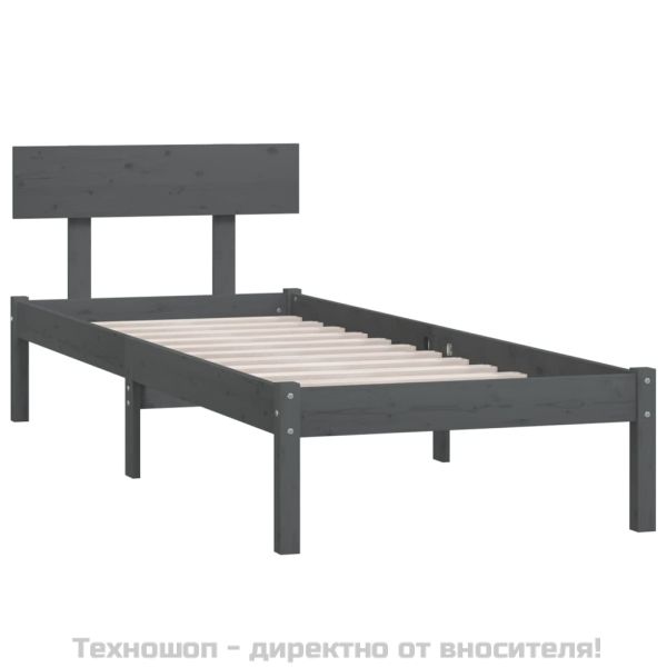 Рамка за легло, сива, бор масив, 100х200 см