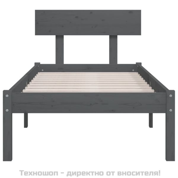 Рамка за легло, сива, бор масив, 100х200 см