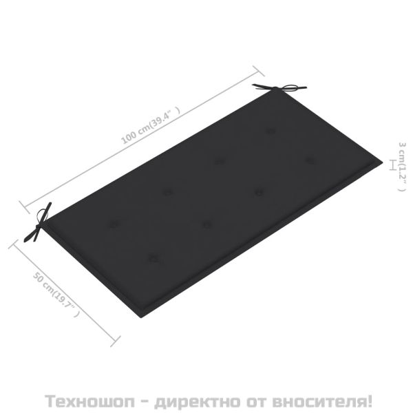 Възглавница за градинска пейка антрацит 100x50x4см оксфорд плат