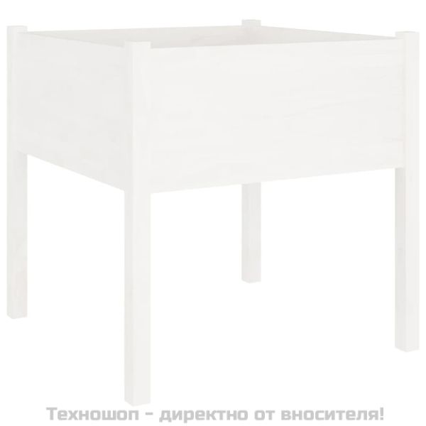 Градински сандък, бял, 70x70x70 см, бор масив