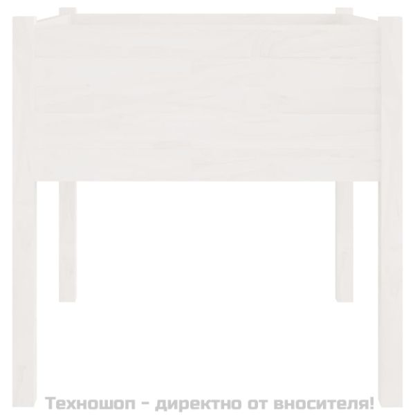 Градински сандък, бял, 70x70x70 см, бор масив