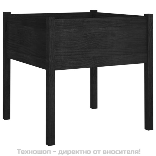 Градински сандък, черен, 70x70x70 см, бор масив