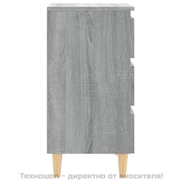 Нощно шкафче с крака от масивно дърво, сив сонома, 40x35x69 см
