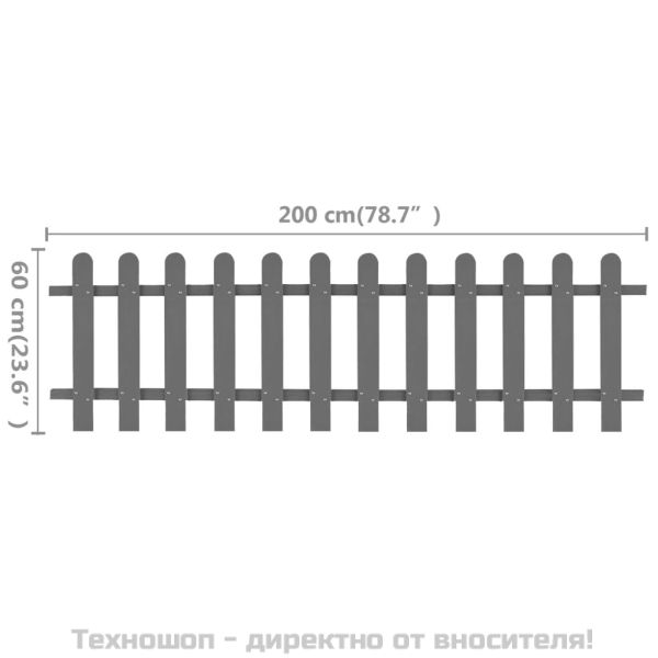 Дъсчена ограда, WPC, 200x60 см