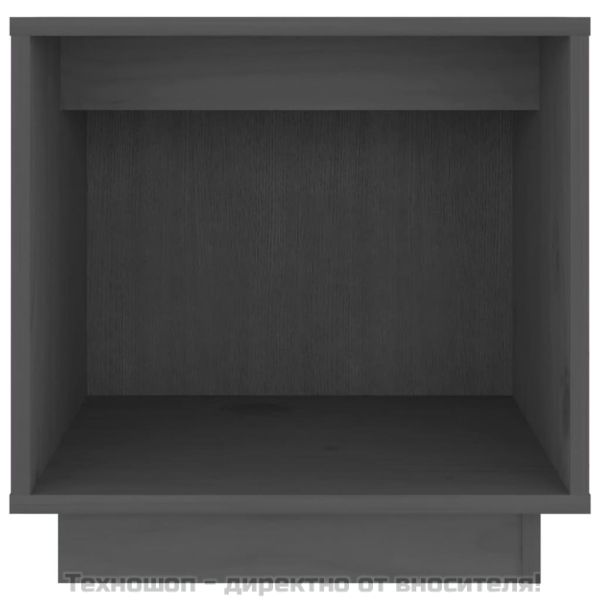 Нощно шкафче, сиво, 40x30x40 см, борово дърво масив