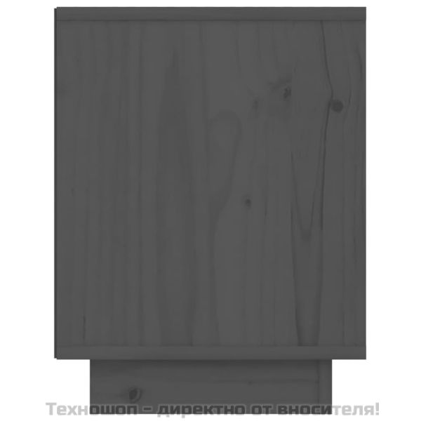 Нощно шкафче, сиво, 40x30x40 см, борово дърво масив