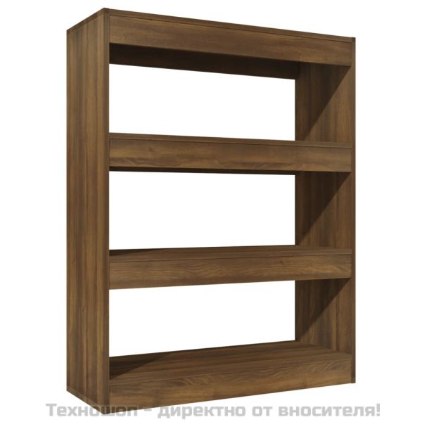 Библиотека/разделител, кафяв дъб, 80x30x103 см, инженерно дърво