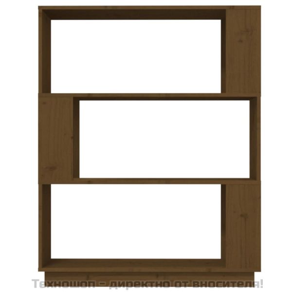 Библиотека/разделител за стая, меденокафява, 80x25x101 см, бор