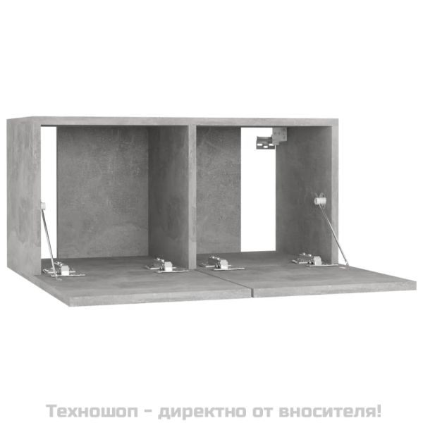 Окачени TВ шкафове, 3 бр, бетонно сиви, 60x30x30 см
