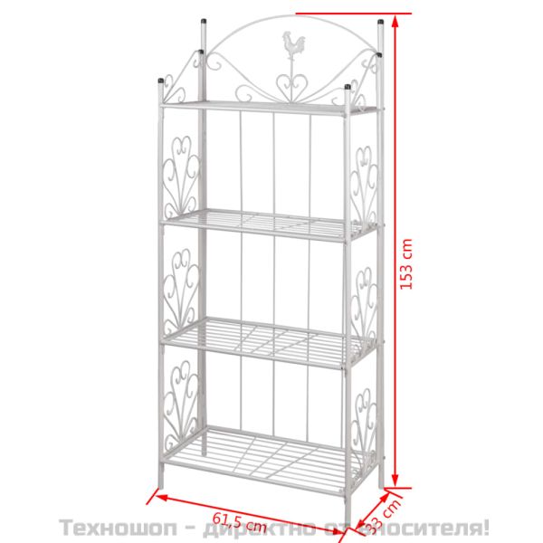 Етажерка за цветя, правоъгълна, бяла