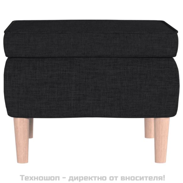 Табуретка с дървени крака, черна, текстил