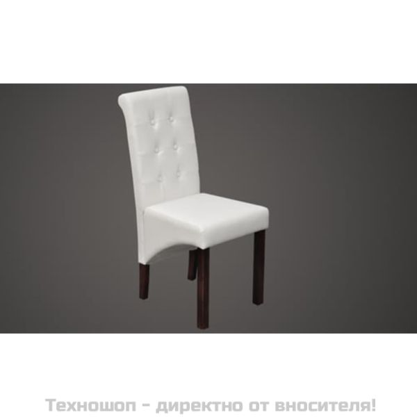 Трапезни столове, 2 бр, бели, изкуствена кожа