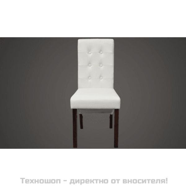 Трапезни столове, 2 бр, бели, изкуствена кожа