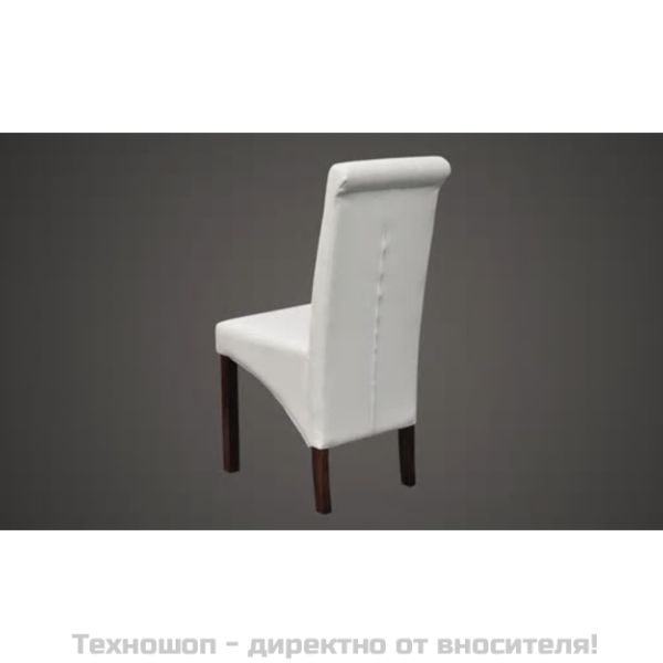 Трапезни столове, 2 бр, бели, изкуствена кожа