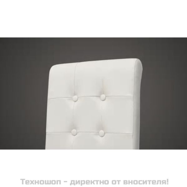 Трапезни столове, 2 бр, бели, изкуствена кожа