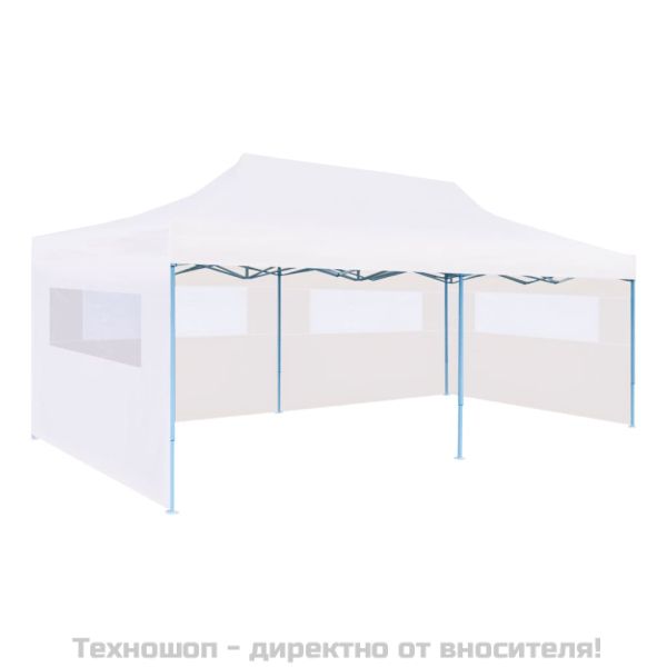 Сгъваема парти шатра със странични стени, 3x6 м, стомана, бяла