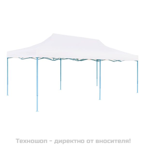Сгъваема парти шатра със странични стени, 3x6 м, стомана, бяла