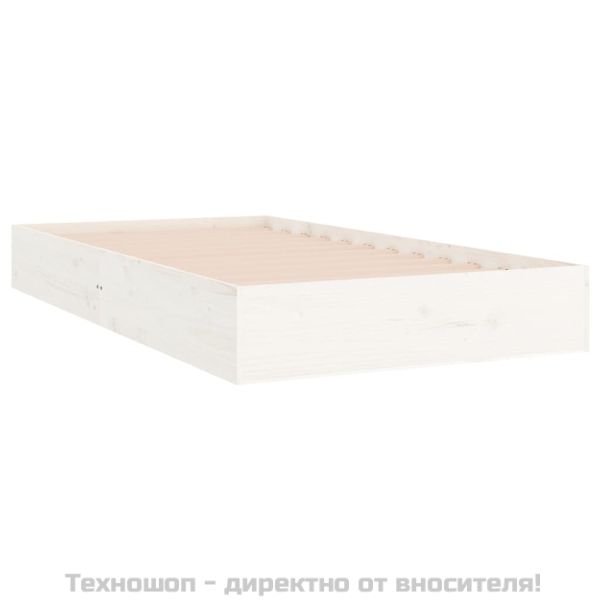 Рамка за легло, бяла, масивно дърво, 90х200 см