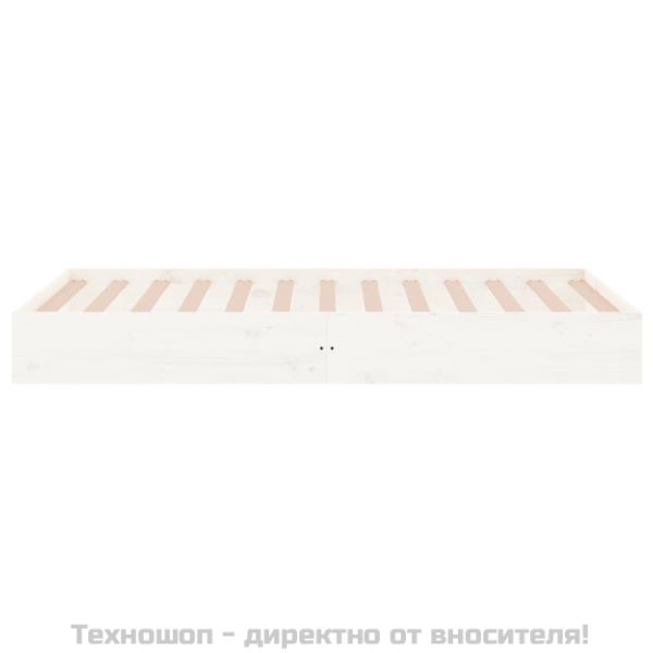 Рамка за легло, бяла, масивно дърво, 90х200 см
