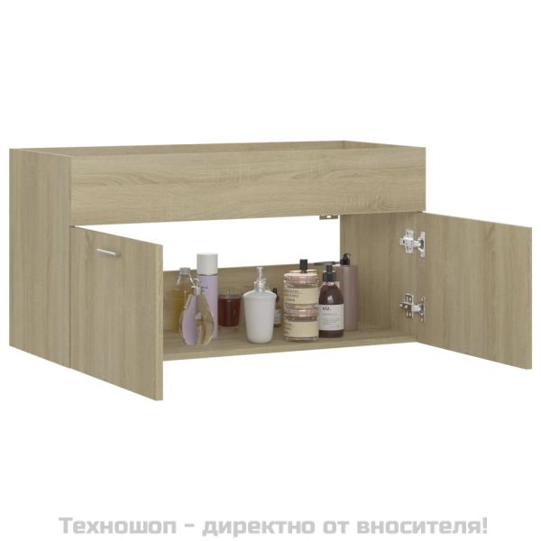 Долен шкаф за мивка, дъб сонома, 90x38,5x46 см, инженерно дърво