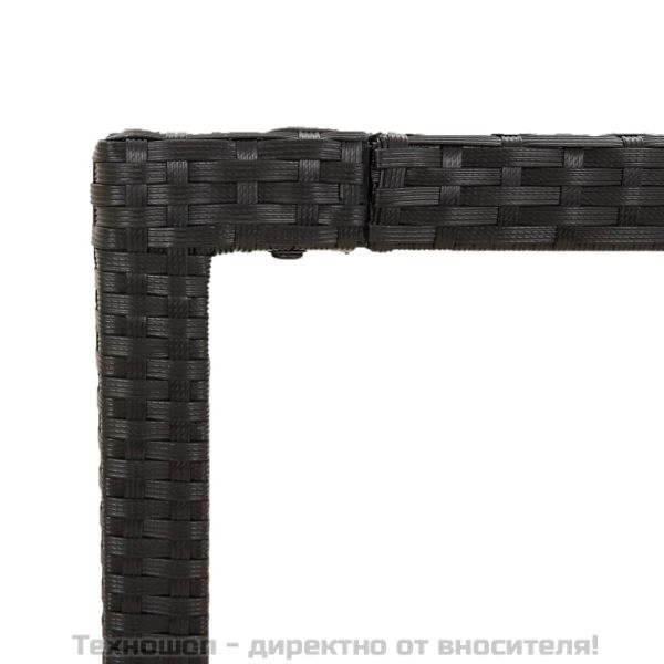 Градинска маса със стъклен плот черен 190x90x75 см полиратан