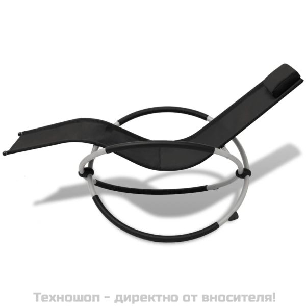 Външен геометричен шезлонг, стомана, черно и сиво