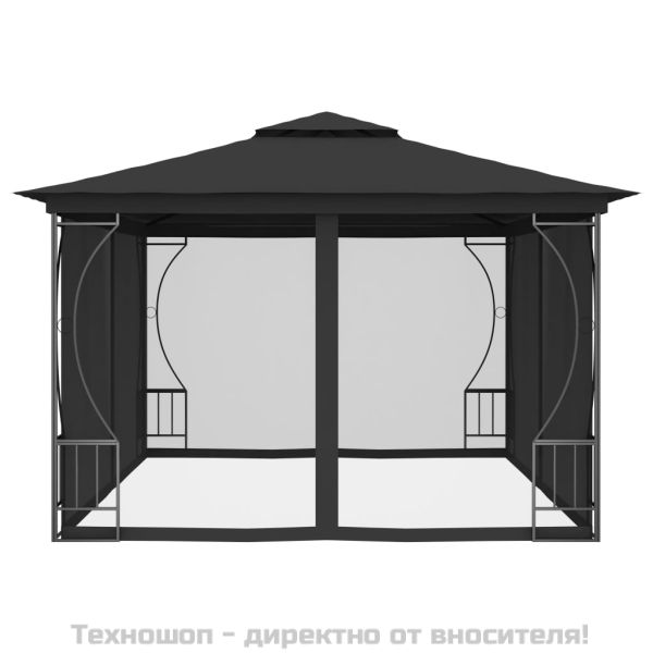 Градинска шатра с мрежи, 300x400x265 см, антрацит
