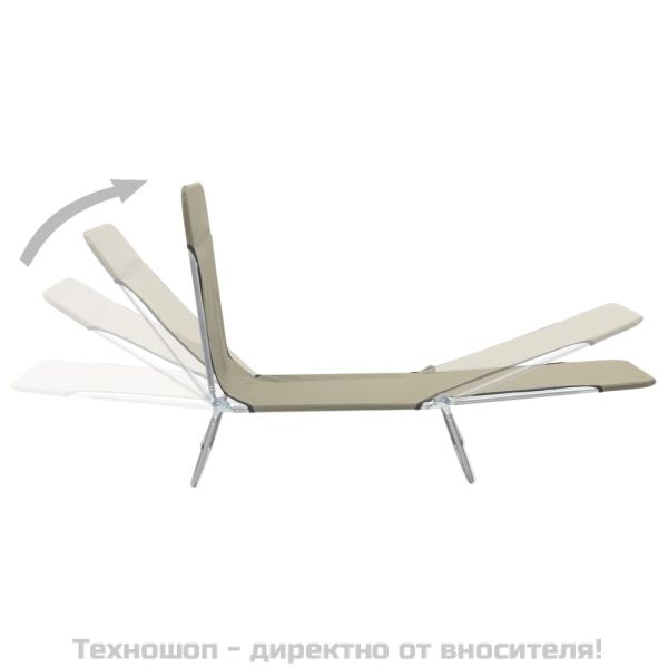 Сгъваеми шезлонги, 2 бр, стомана и текстил, таупе