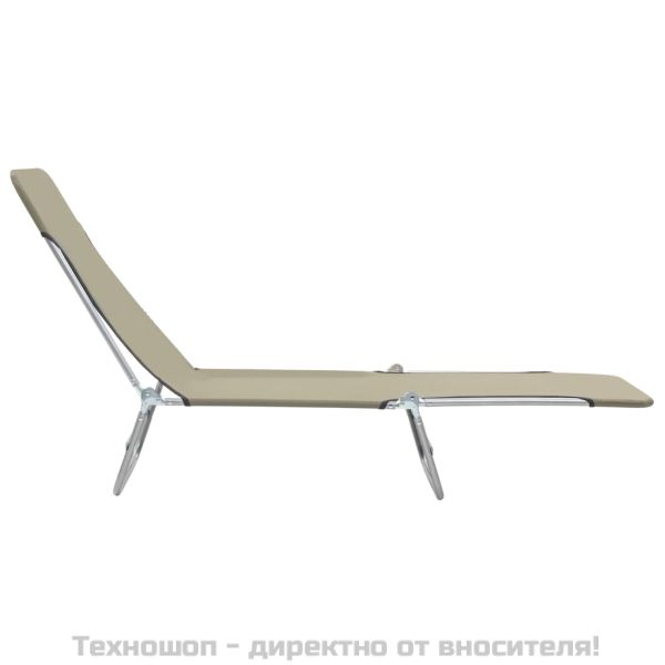 Сгъваеми шезлонги, 2 бр, стомана и текстил, таупе