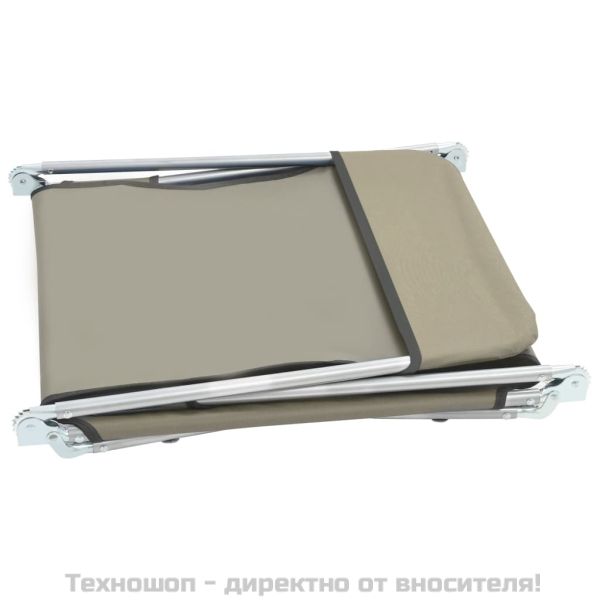 Сгъваеми шезлонги, 2 бр, стомана и текстил, таупе