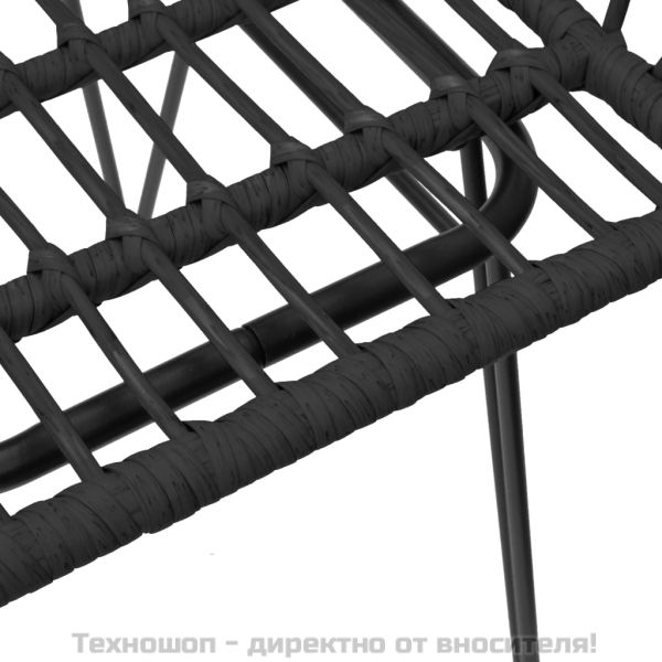 Градински трапезен комплект, 5 части, черен, полиратан