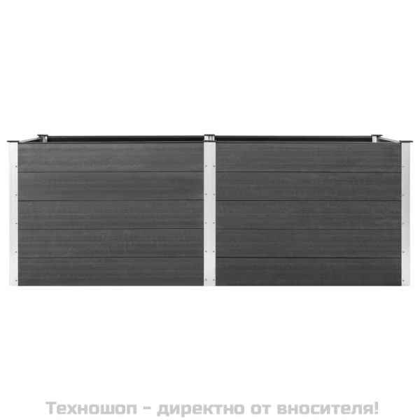 Градинска повдигната леха, 250x50x91 см, WPC, сива