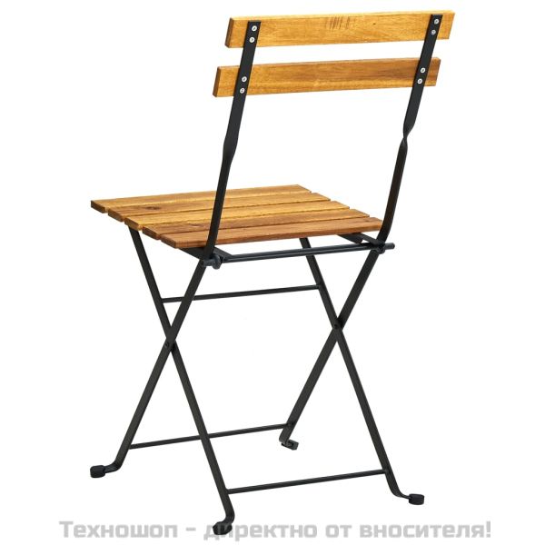 Сгъваеми градински столове, 8 бр, стомана и акация масив