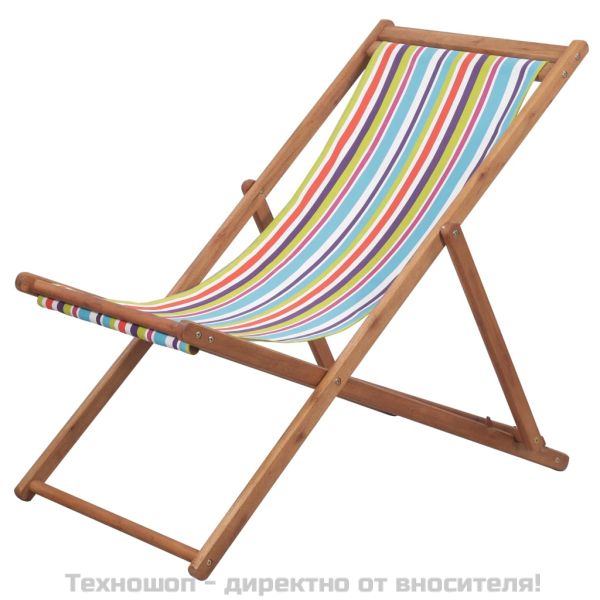 Сгъваем стол с плат и дървена рамка, многоцветен
