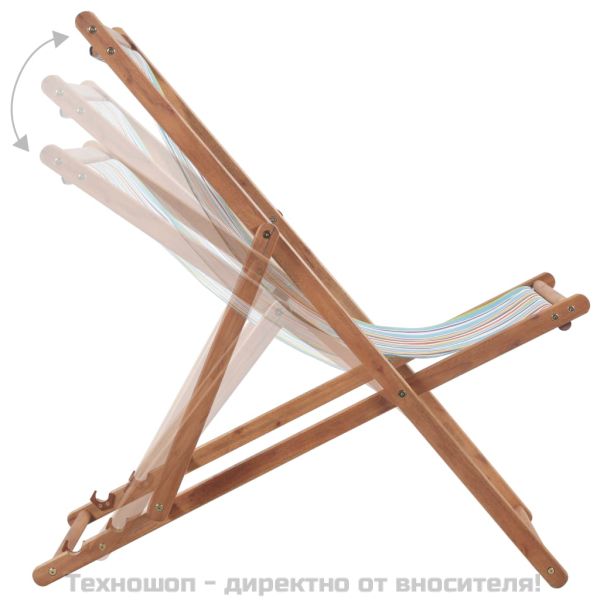 Сгъваем стол с плат и дървена рамка, многоцветен