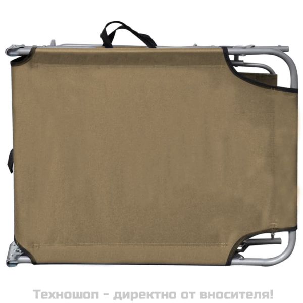 Сгъваем шезлонг със сенник, стомана, таупе