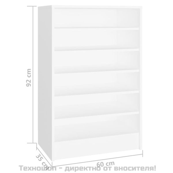 Шкаф за обувки, бял, 60x35x92 см, инженерно дърво