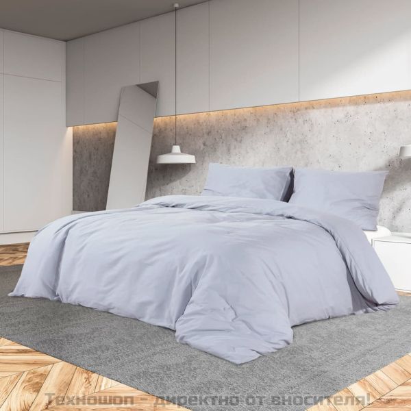 Комплект спално бельо сив 220x240 см олекотен микрофибър
