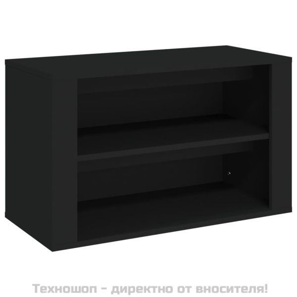 Етажерка за обувки, черна, 75x35x45 см, инженерно дърво