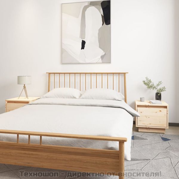 Нощни шкафчета, 2 бр, 35x34x32 см, борово дърво масив