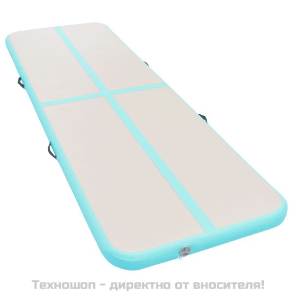Надуваем дюшек за гимнастика с помпа, 300x100x10 см, PVC, зелен