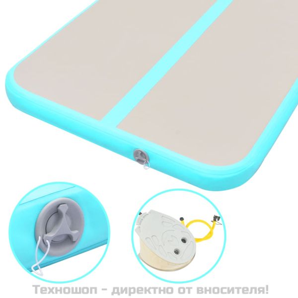 Надуваем дюшек за гимнастика с помпа, 300x100x10 см, PVC, зелен