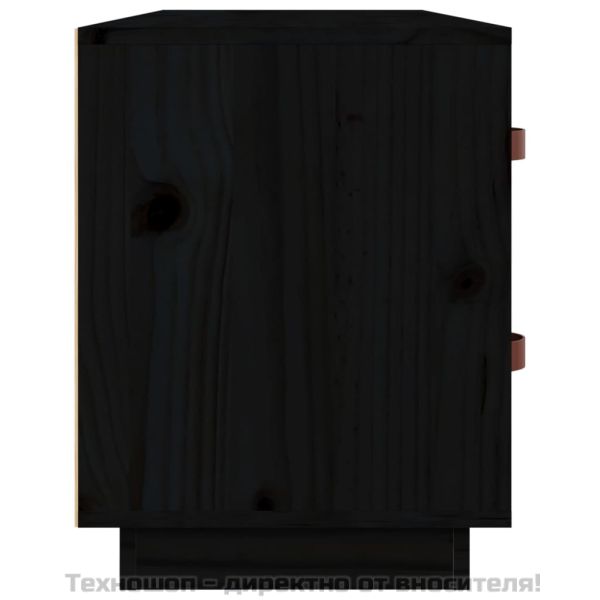 Пейка за обувки черна 100x34x45 см масивна борова дървесина
