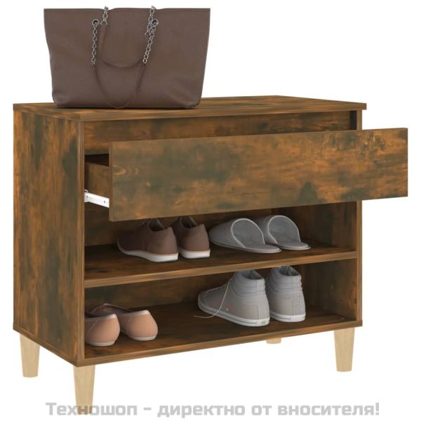 Шкаф за обувки, опушен дъб, 70x36x60 см, инженерно дърво