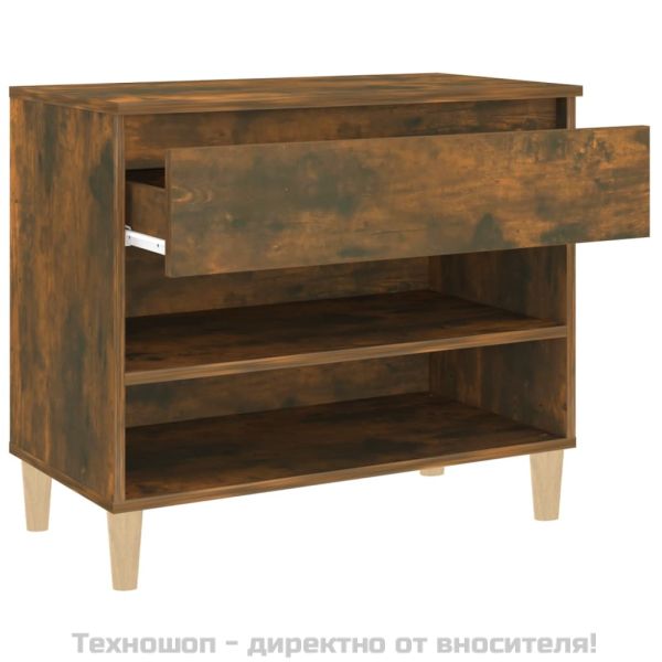 Шкаф за обувки, опушен дъб, 70x36x60 см, инженерно дърво