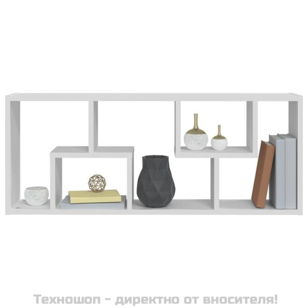 Стенен рафт, бял, 36x16x90 см, инженерно дърво