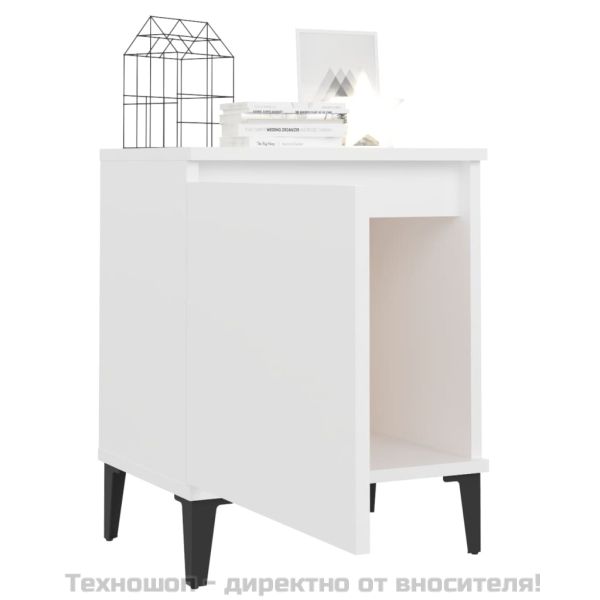 Нощни шкафчета с метални крака, бели, 40x30x50 см