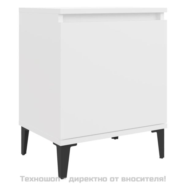 Нощни шкафчета с метални крака, бели, 40x30x50 см