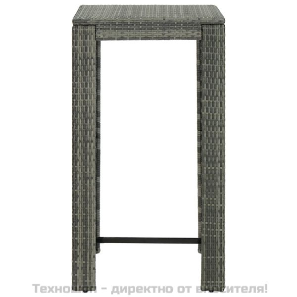 Градинска бар маса, сива, 60,5x60,5x110,5 см, полиратан