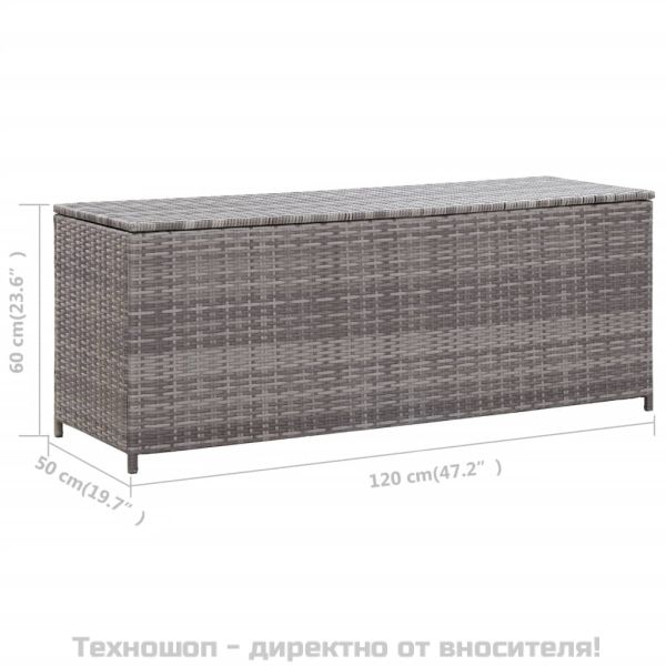 Градински сандък за съхранение, сив, 120x50x60 см, полиратан